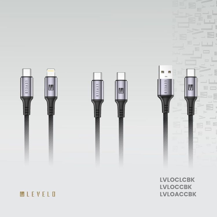 LEVELO USB-C to Lightning Cable LVLOCLCBK - 30W Fast Charging, Black