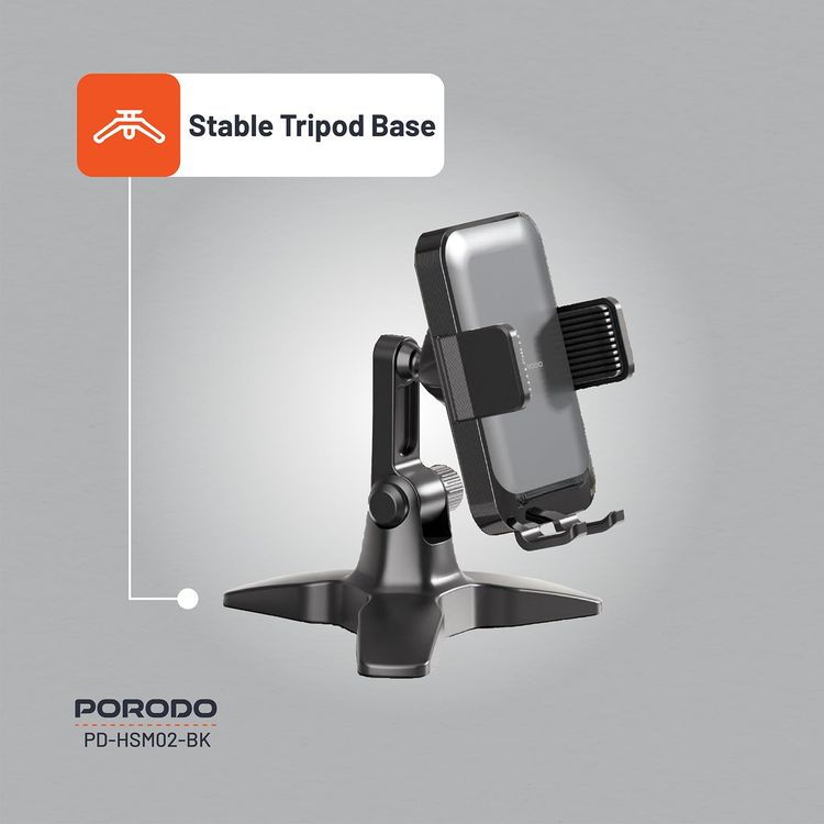 Porodo Magnetic Car Phone Stand PD-HSM01-GY - Dual Suction, MagSafe Compatible, Grey