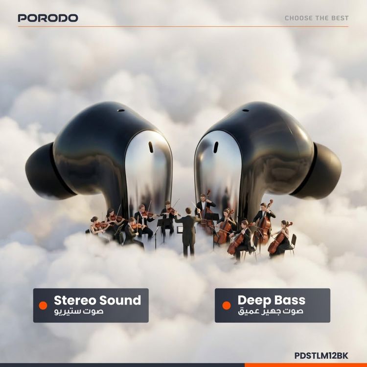 Porodo Earbuds Soundtec Gravis PDSTLM12 - True Wireless, Black