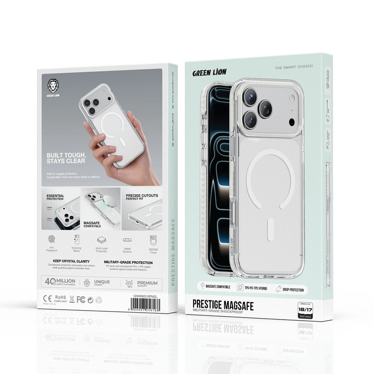 Green Lion Prestige MagSafe iPhone 18/17 Pro Max Case - Silver