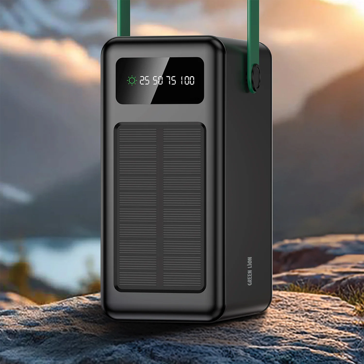 Green Lion باور بانك GL-PXB7 - 120000mAh شمسي، أسود