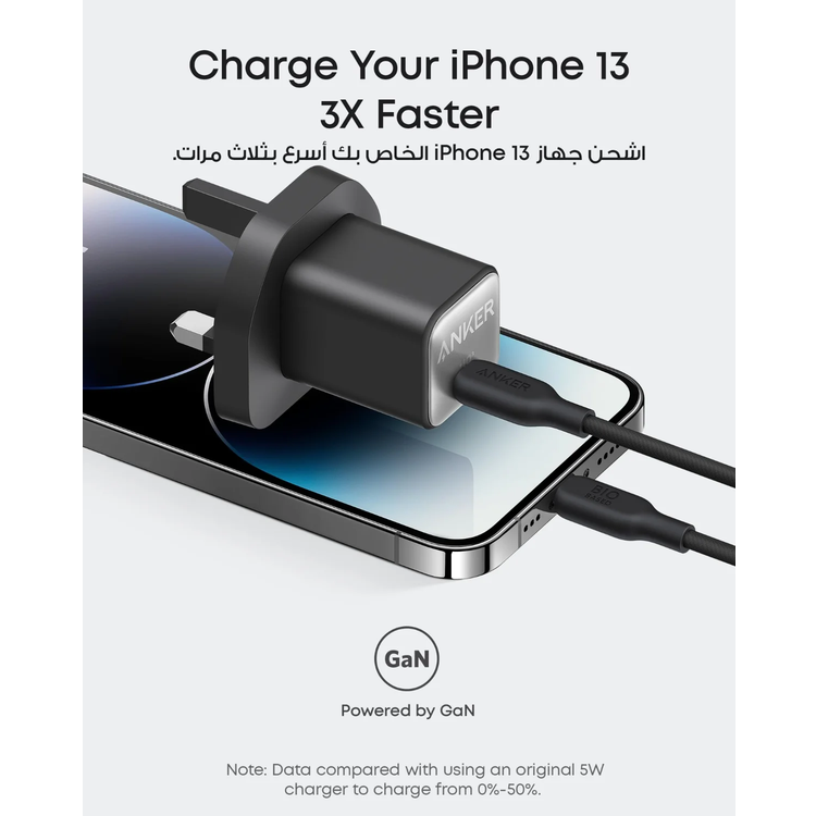 Anker Nano 30W GaN USB-C Charger Adapter - Black