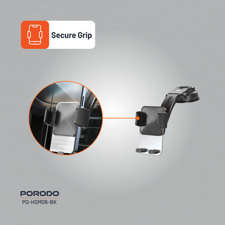 Porodo Phone Mount PD-HSM06-BK - Extended Base, Black