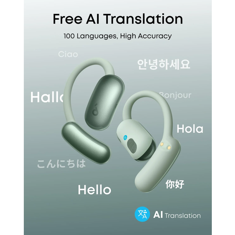 Soundcore AeroFit 2 AI Edition Open-Ear Headphones, Real-Time Translation - Green