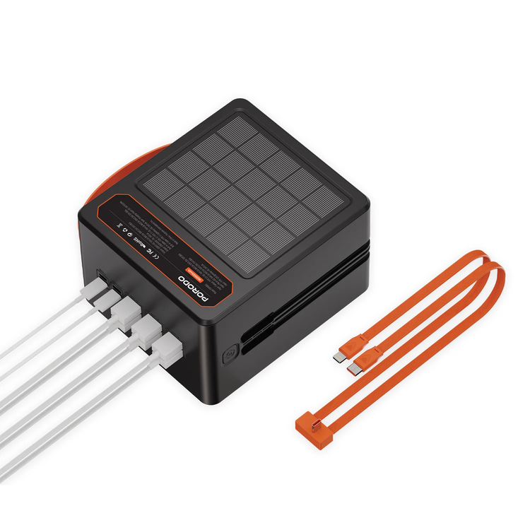 Porodo LAROS Solar Power Bank 160000mAh, PDPB160BK - Black