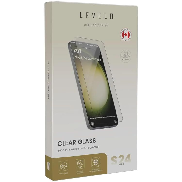 Levelo Screen Protector LVL25D24PCL - 2.5D Silk Print, Aluminum Glass for Samsung S24