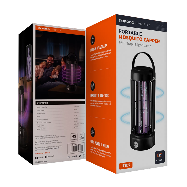 Porodo Mosquito Zapper PDLFST135BK - Portable, Black