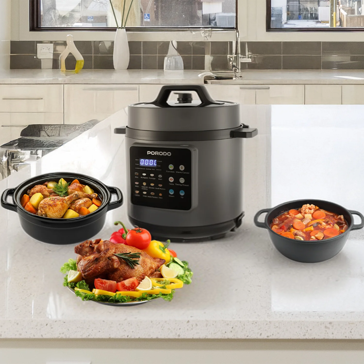Porodo Pressure Cooker PDFLFSTA13GY - 1300W, 6L, Gray