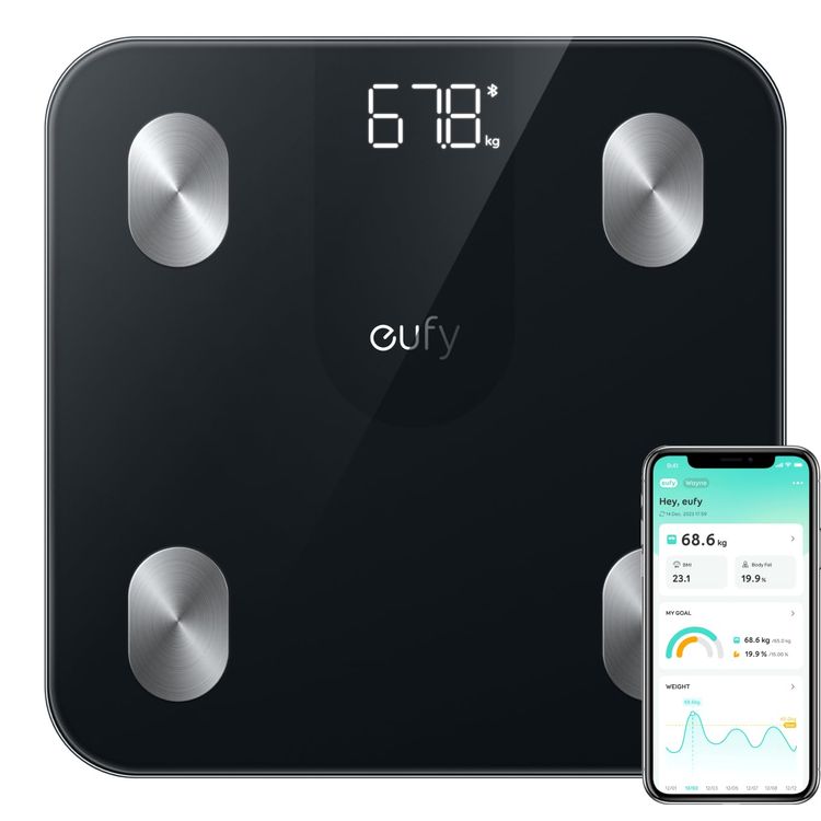 eufy ميزان ذكي A1 T9120K11 - 12 قياسات، أسود