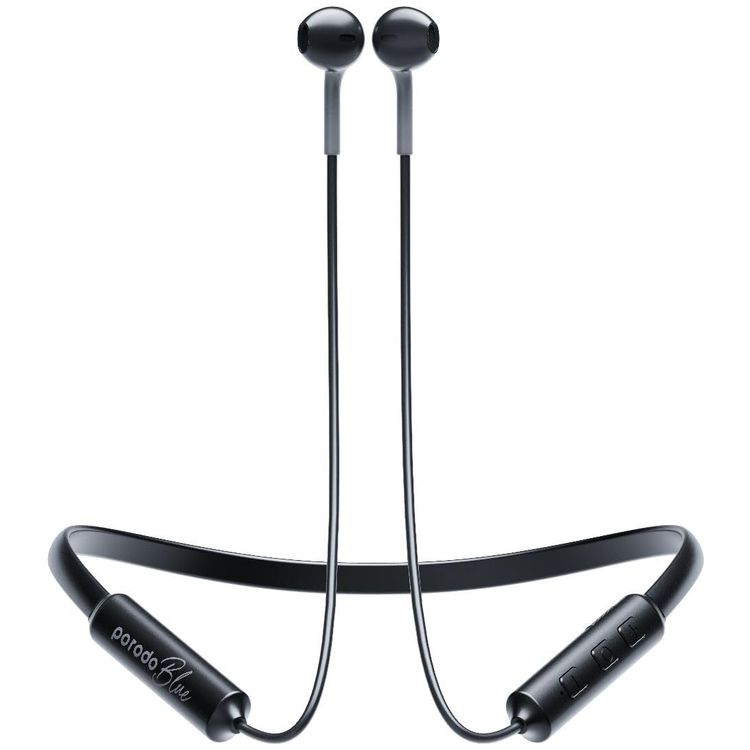 Porodo Neckband Earbuds PB-NKBAB-BK - ENC, Bluetooth 5.3, Black