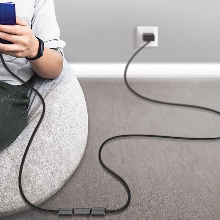 Powerology USB-C Cable Set PCAB37GY - Dual 100W & 60W, Extendable 3m, Gray