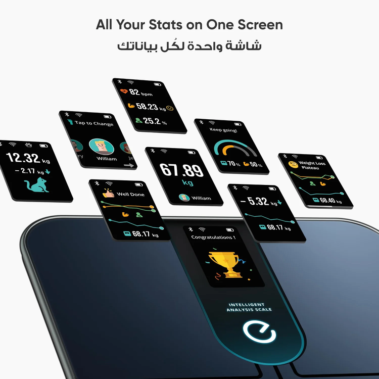 eufy ميزان ذكي P3 T9150K11 - 16 قياس، واي فاي/بلوتوث، أسود