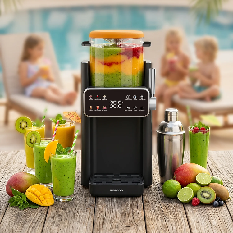Porodo Frappé Ice Cream & Slushie Maker with 7 Modes, PDLFST2506BKOG - Black/Orange