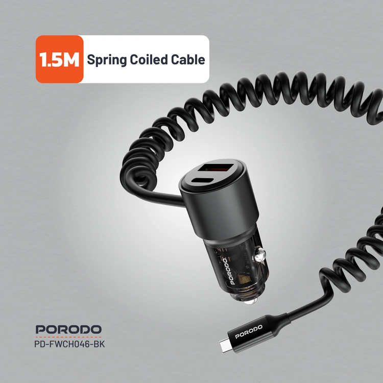 Porodo Car Charger PDFWCH046BK - 110W Transparent, Black