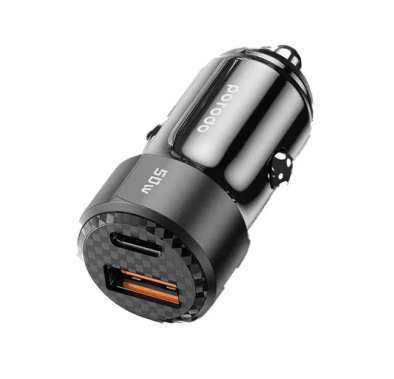 Porodo Car Charger PD-CC50WC-BK - 50W Dual Port PD 20W QC...