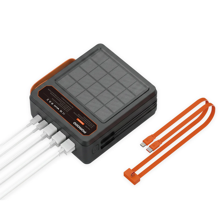Porodo LAROS Solar Power Bank 80000mAh, PDPB80BK - Black