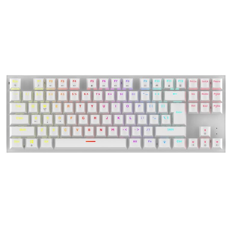 Porodo Mechanical Keyboard PDX222-WH - Red Switches, RGB, Arabic Layout