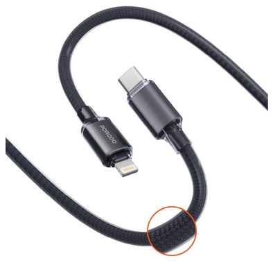 Porodo USB-C to Lightning Cable PDCBL0037BK - 27W Fast Ch...