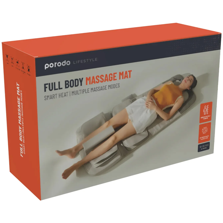 Porodo Massage Mat PD-LSMMAT-GY - Full Body, Smart Heat, Vibration, Grey