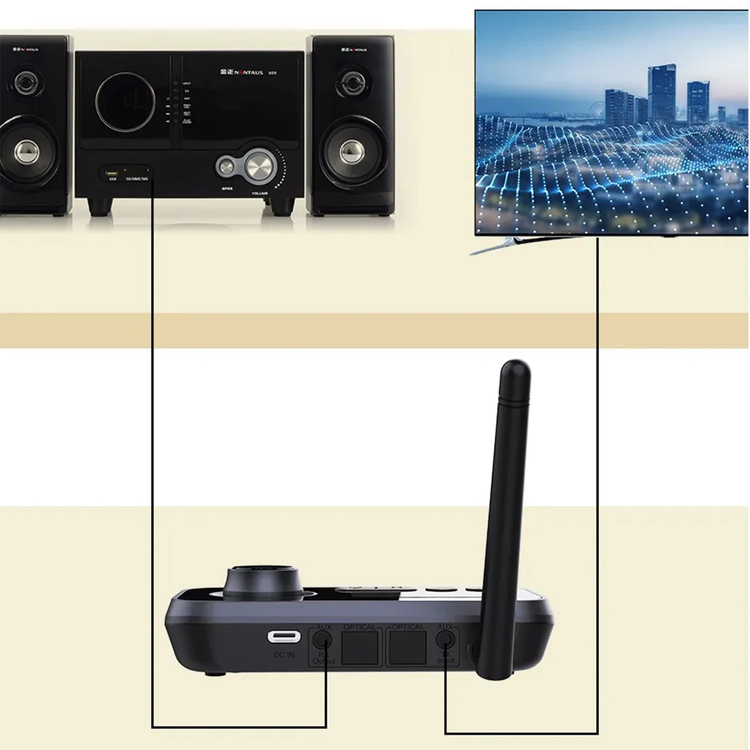 Porodo Bluetooth Audio Transmitter & Receiver PD-3IN1RTA-BK - Dual Mode, Optical & AUX