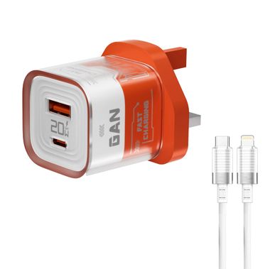 Porodo Charger PDFWCH036OGC - GaN 20W PD & QC Fast Charge...