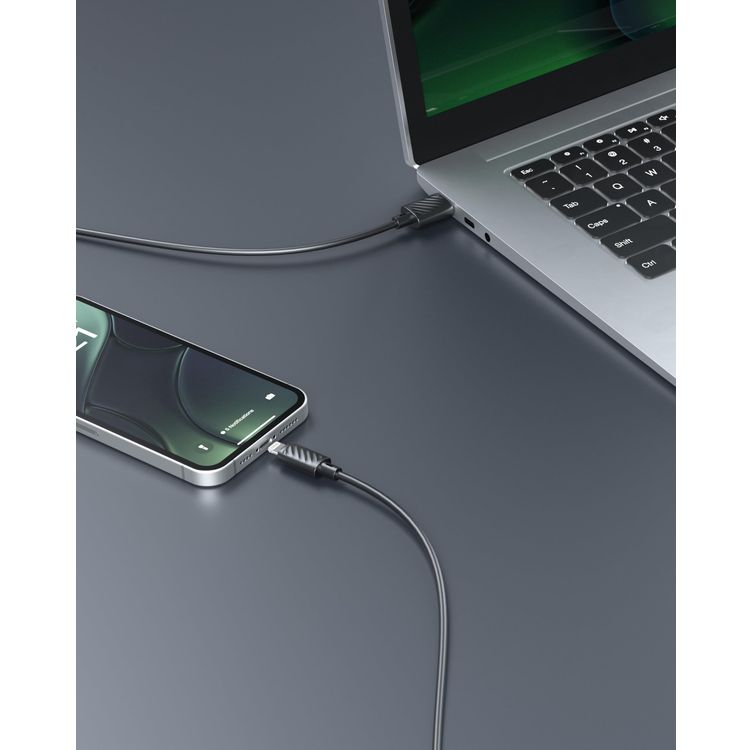 Porodo USB-A to Lightning Cable PB-3AALC-BK - 3A Fast Charge, Black