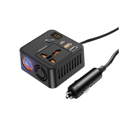 Porodo Power Inverter - 200W, PD 30W USB-C, Black