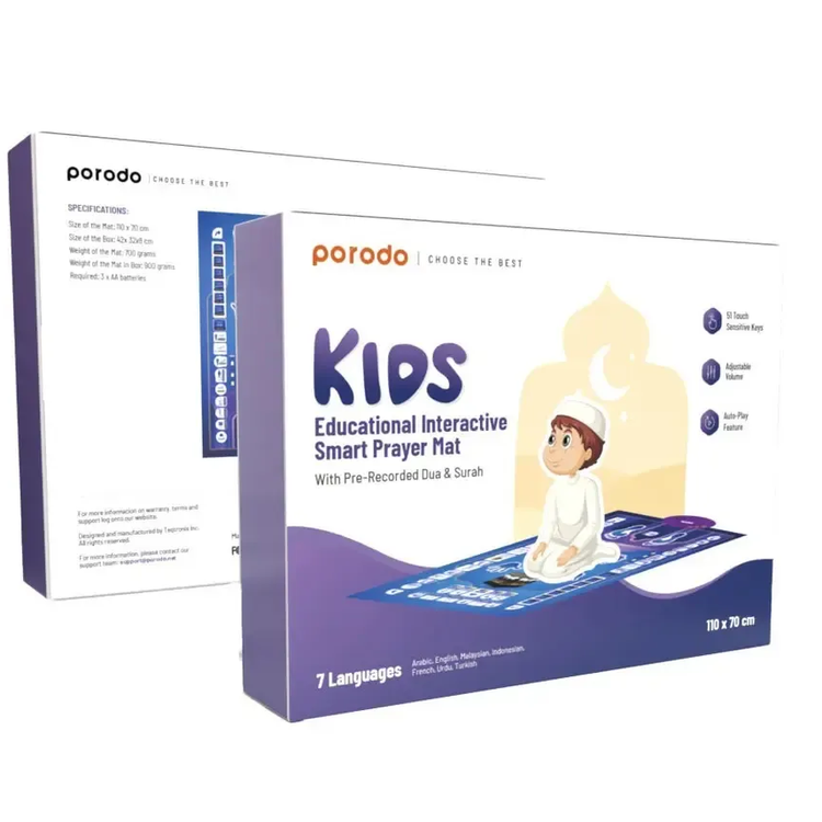 Porodo Smart Prayer Mat PD-KEPM-BU - Interactive Educational, Blue