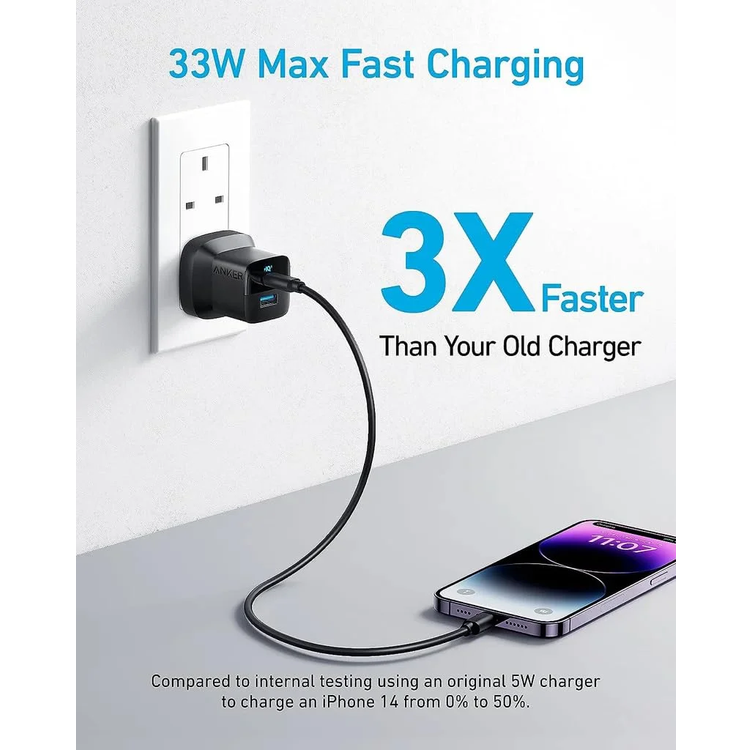 Anker 33W Fast Charger 323 with USB-C Cable - Black
