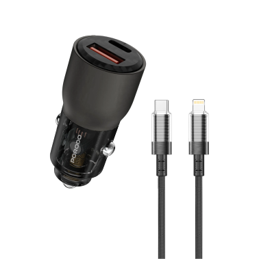 Porodo Car Charger PDFWCH048LGY - 95W PD + QC, Grey Trans...