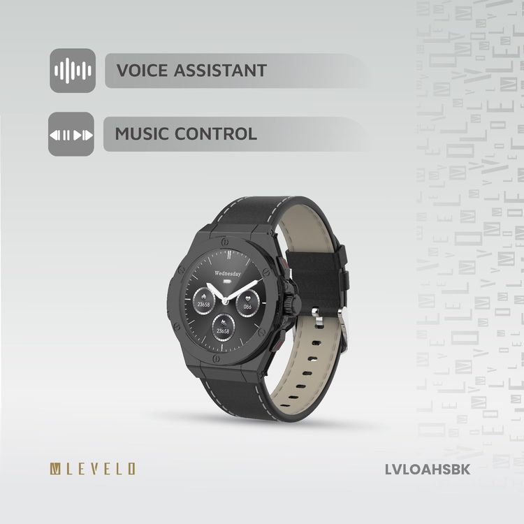 Levelo Hybrid Smartwatch Oak Automatique LVLOAHSBK - AMOLED, Black