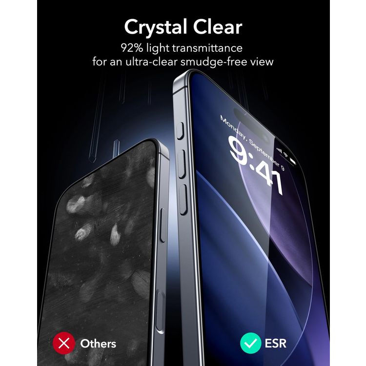 ESR Tempered Glass Screen Protector iPhone 17 Pro Max - 9H Hardness, Clear