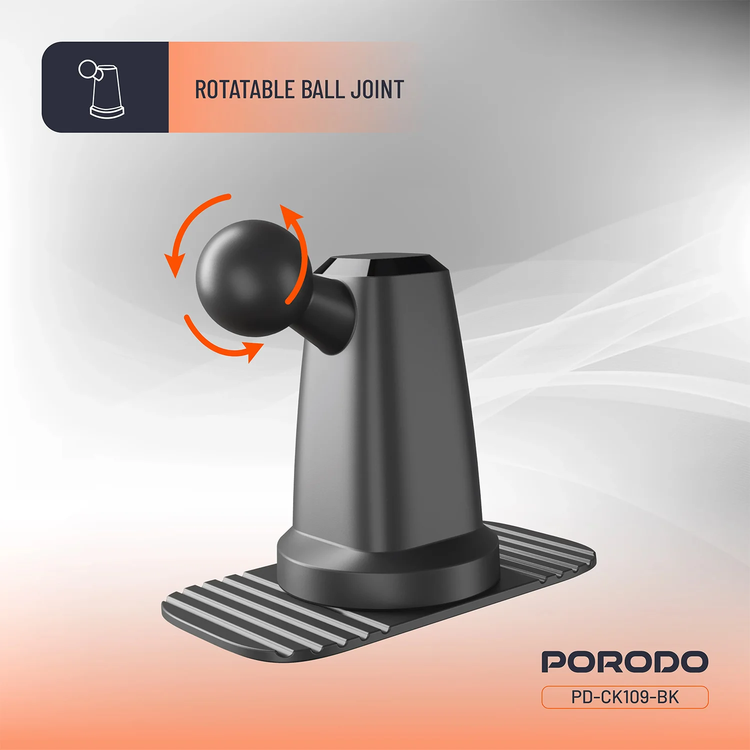 Porodo Dual Magnetic Car Mount PDCK109BK - Vacuum & Adhesive, 360° Rotation, Black