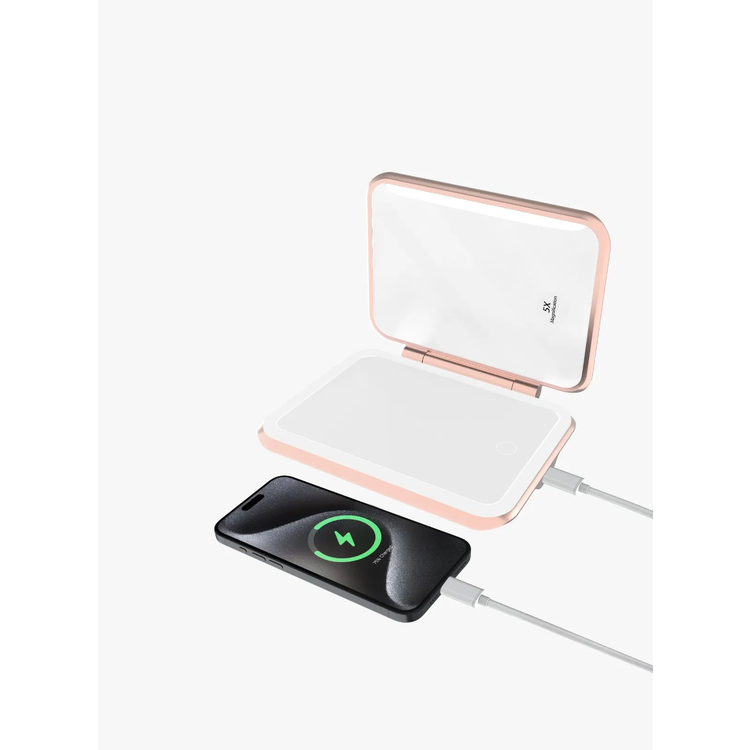 Porodo Power Bank 5000mAh PD-LFST161-WHRG - Magnifying Makeup Mirror, LED