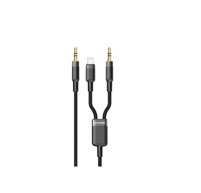 Porodo AUX to AUX+Lightning Cable PD-AUX2LC-BK - 1.2M, Black
