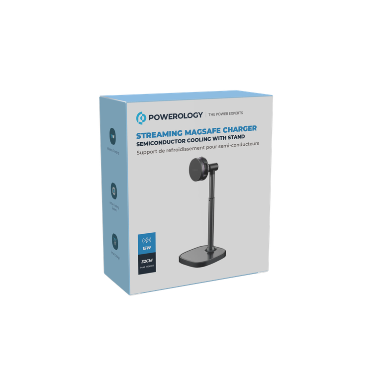 Powerology Wireless Charger PMHDWCMBK - Magsafe Cooling Stand, Black