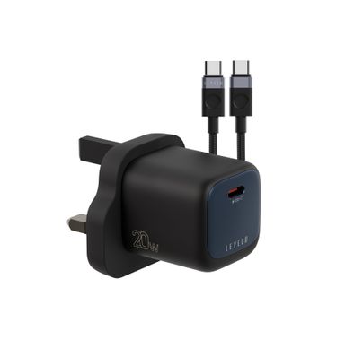 شاحن LEVELO PD Vero - شحن سريع 20W GaN، أسود