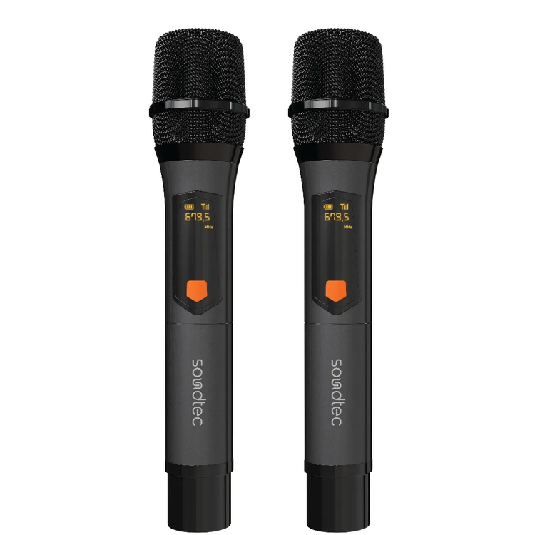 Porodo Wireless Microphone Soundtec Duo PDSTWLEP050BK - Aluminum, Black