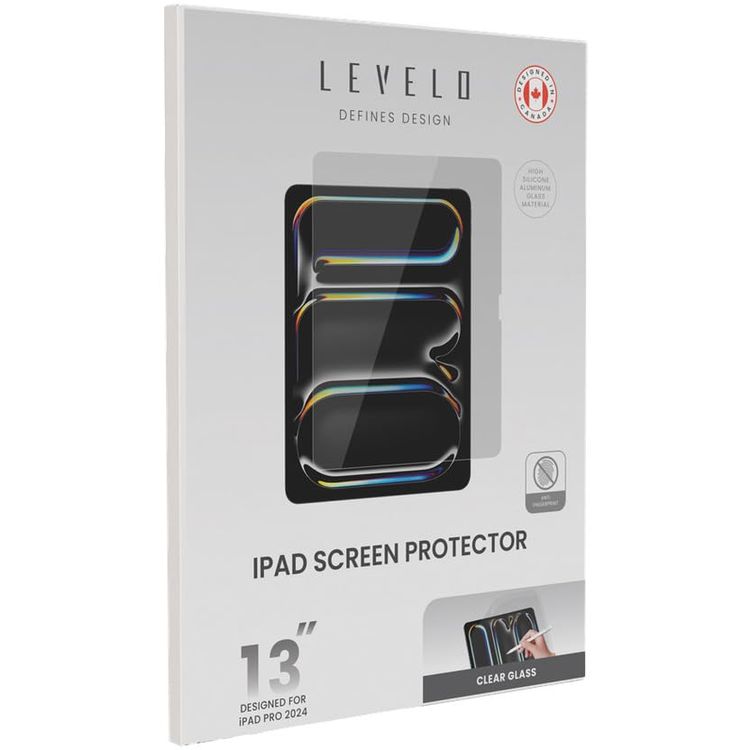 LEVELO Screen Protector iPad Air 13" 2024 - High Silicone Aluminum Glass, Clear
