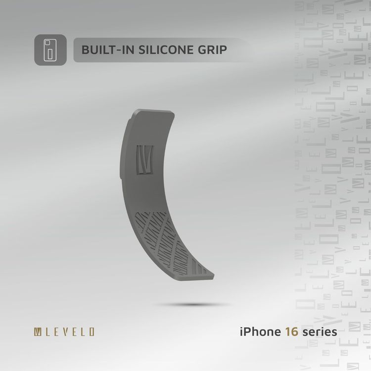 Levelo Silicone Grip Case iPhone 16 Pro - Impact Resistant, Gray