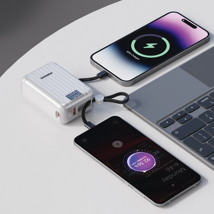 Porodo Power Bank Petite PDNPB37SL - 20000mAh, Type-C & Lightning, Silver