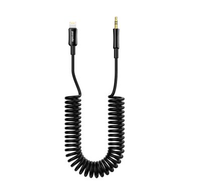 Porodo Lightning to AUX Coil Cable PD-LAXCC-BK - 1.2M, Black