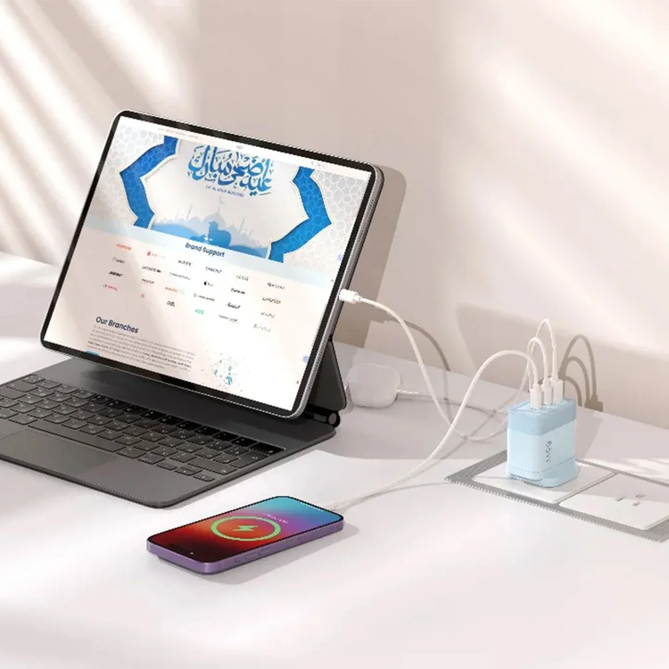 Powerology Fast Charging Adapter Lunex Series PD 65W - Blue