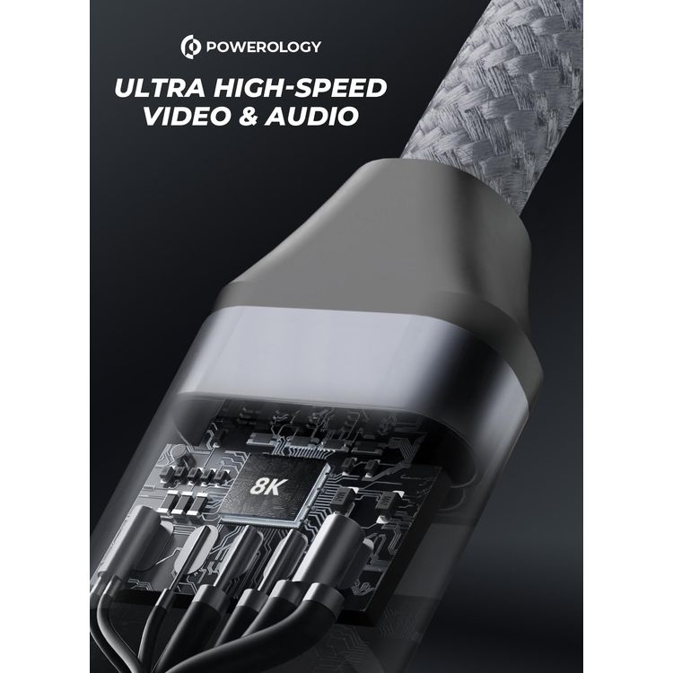 Powerology HDMI Cable PWHDC3M-GY - 8K, 3m, Gray