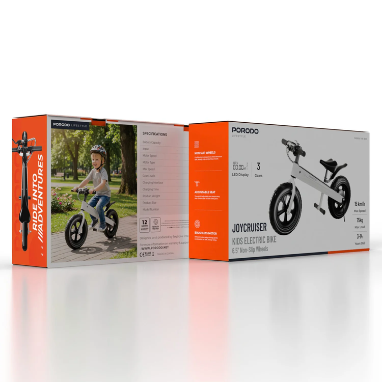 Porodo JoyCruiser Kids Electric Bike, PDLFSTKECWH - White