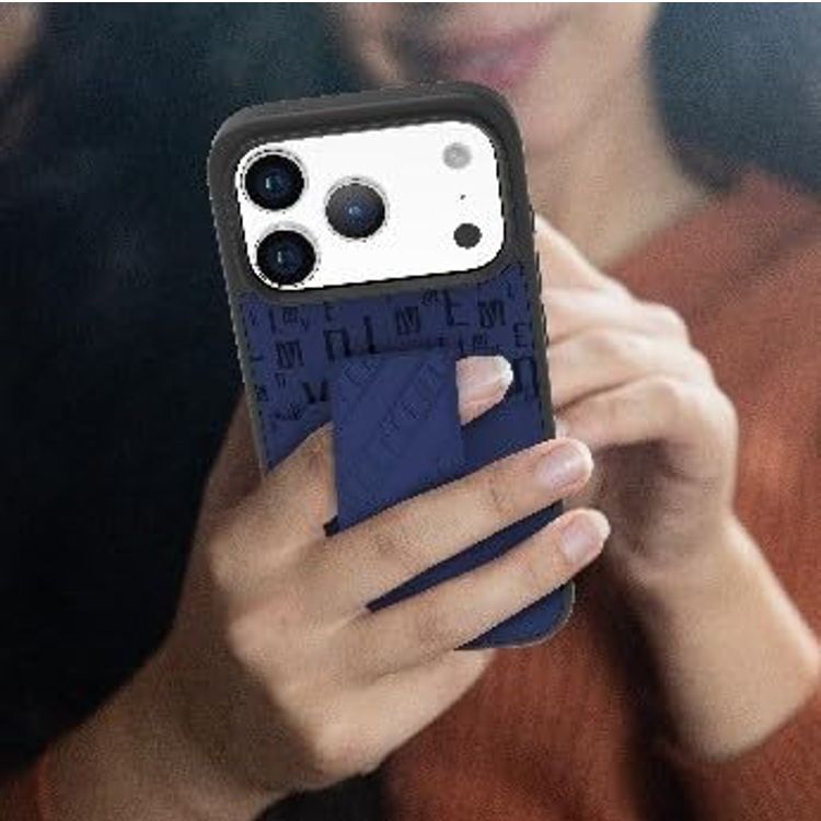 LEVELO Phone Case iPhone 17 Pro - Cardholder, Magnetic Strap, Midnight Blue