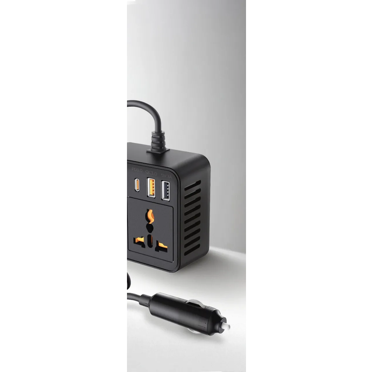 Porodo Power Inverter - 200W, PD 30W USB-C, Black