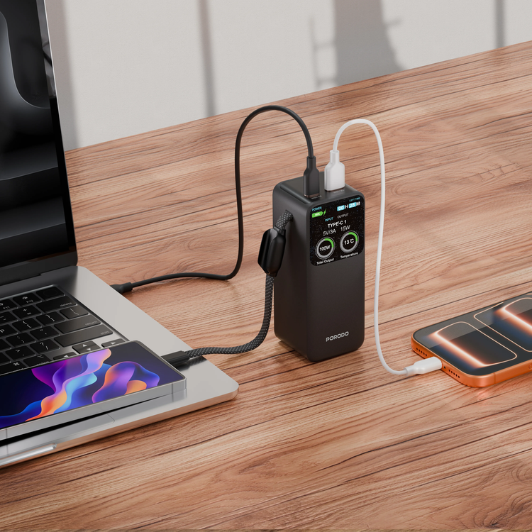 Porodo Power Bank POLO PDPBFCH0102BK - 10000mAh 100W, Black