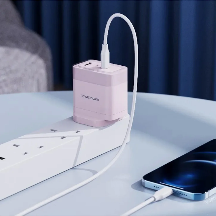 Powerology Fast Charging Adapter Lunex Series PD 65W - Pink