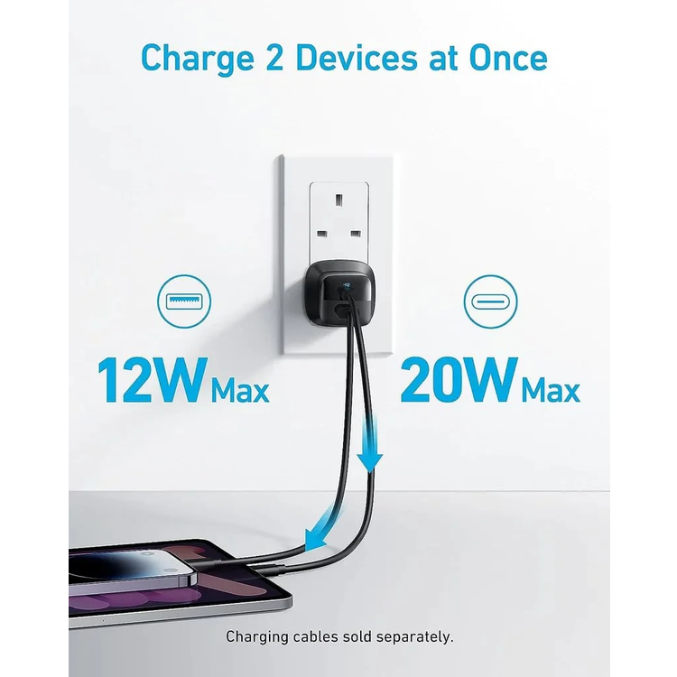 Anker 33W Fast Charger 323 with USB-C Cable - Black